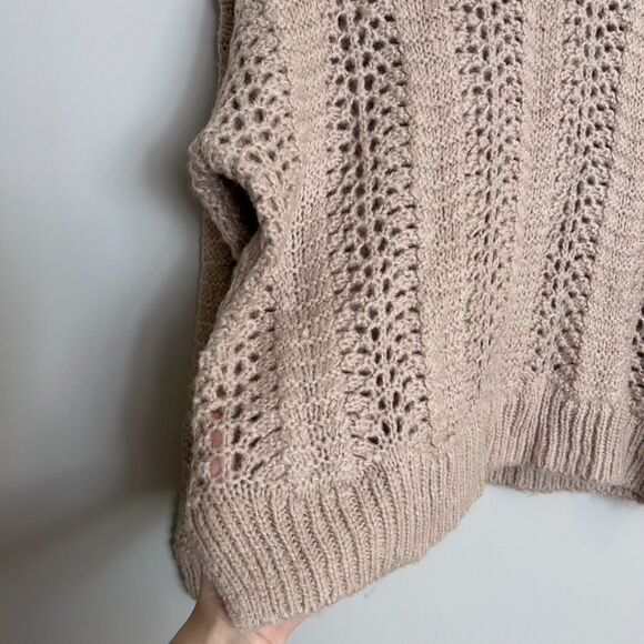 Madewell Pointelle Crochet Pullover Sweater Cream / Blush - Picture 4 of 7